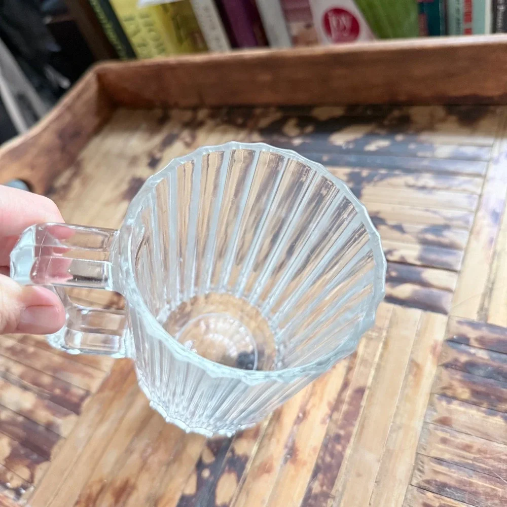 Vintage Italian Glass Mug – Ribbed Fluted Design – Mid-Century Minimalist